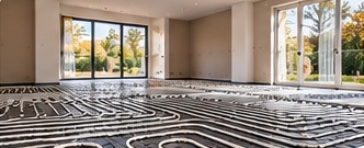 Illustration of underfloor heating pipework in a modern property
